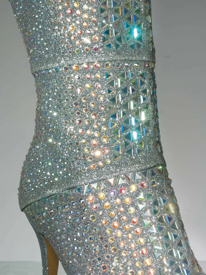 Forever Link Event98 Rhinestone Studded Stiletto Bootie- Womens Crystal Ankle Height Boot