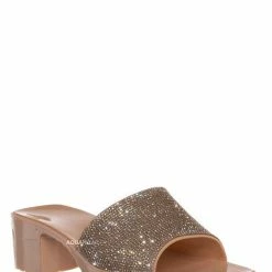 Forever Link List16 Womens Rhinestone Crystal Jelly Block Heel Mule Slide New