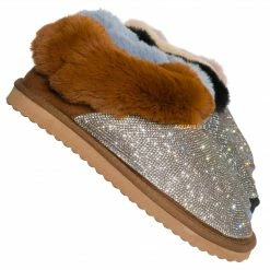 Liliana New Skylar1 Rhinestone Fur Lined Trimming Slipper - Women Winter Shoes