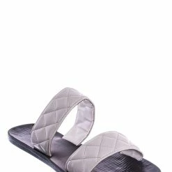 Bamboo Moonbeam65 Quilted Double Strap Slides - Summer Slip On Flat Slipper Sandal