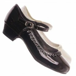 Little Angel Daisy016E Girls Mary Jane Pump - Kids Block Heel Rhinestone Wedding Dress Shoes New