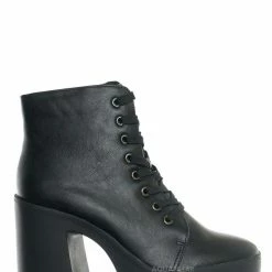 Bamboo New Instant05 Chunky Block Heel Lace Up Boots - Women Combat Bootie