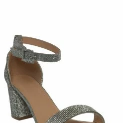 Delicious Crete Rhinestone Block Heel Sandal - Women Dance Shoes New