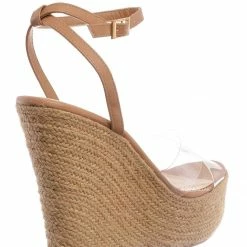 Bamboo New Chosen16 Clear Espadrille Platform Wedge Sandal - Women Lucite Clear Heels