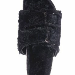 Bamboo New Defeat63 Faux Fur Molded Footbed Slipper - Furry Slide In Cork Slide Sandal