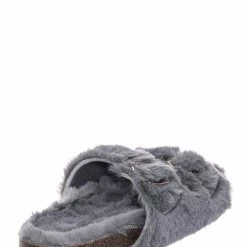 Bamboo New Defeat63 Faux Fur Molded Footbed Slipper - Furry Slide In Cork Slide Sandal