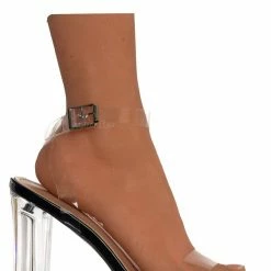 Forever Link Veronica28 Clear Glass High Heel Sandal, Womens Lucite Shoes