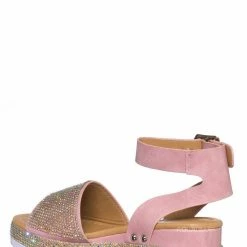 Forever Link New Luxury96K Kids Rhinestone Glitter Flatform Sandal - Little Girl Crystal Platform
