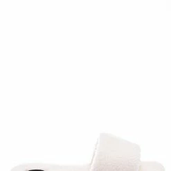 Bamboo New Upbeat38 Faux Shearling Lined Slides - Synthetic Fur Slip On Flat Sandal