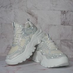 Liliana New Biaa1 Chunky Rhinestone Daddy Sneaker, Platform Festival Shoes