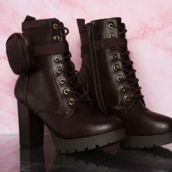 Forever Link New Match18 Fashion Combat Bootie W Pocket Pouch - Women Heel Ankle Boot