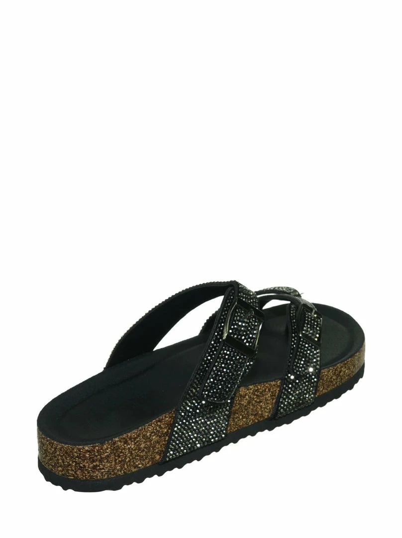 Bamboo Berk03 Rhinestone Molded Footbed Sandal - Women Crystal Slide In Contour Insole New