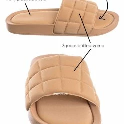 Forever Link New Comex16 Boho Quilted Padded Sandal - Women Slide Molded Footbed Slipper Sandal