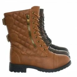 Forever Link New Mountain82K Boy Girls Quilted Lace Up Combat Boots