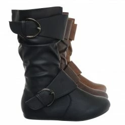 Forever Link New Klein80K Children Flat Boots - Kids Slouch Buckle Shoe