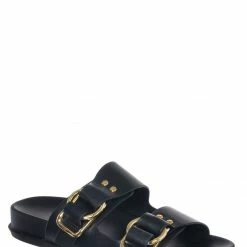 Soda New Rather Flexible Footbed Slide, Double Buckle Slipper Sandal