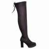 Forever Link MatchL8 Soft Thigh High Block Heel Dress Boots - Womens Over Knee Rear Tie Shoes