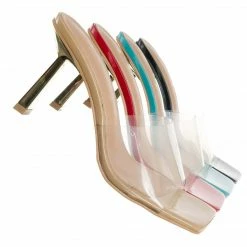 Wild Diva New Bambia02 Metal Heel Lucite Mule - Women Clear Slipper