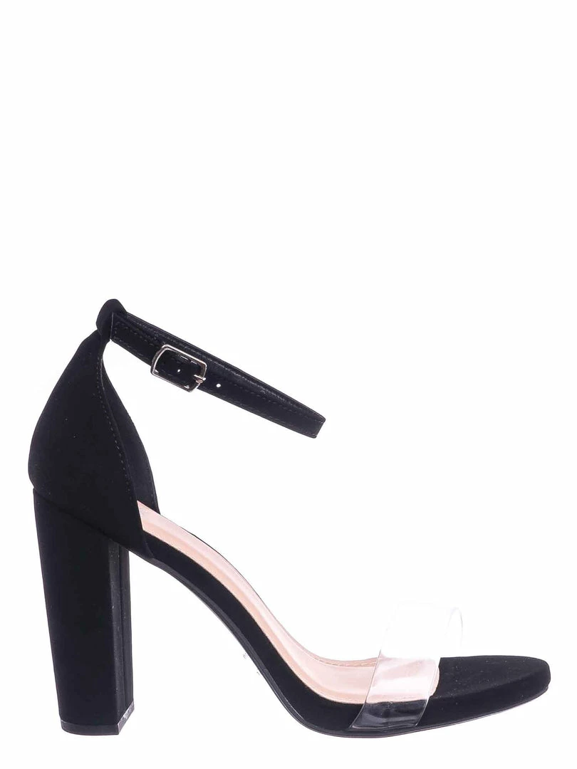 Delicious Share Block Heel Lucite Sandal - Women Chunky Open Toe W Transparent Strap