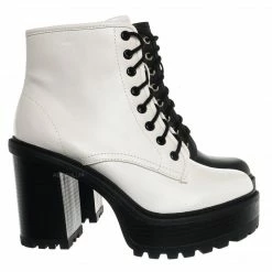 Soda Volume High Heel Combat Boots - Lace Up Military Threaded Shoes New