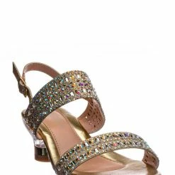 Fabulous New Nora1 Girls Rhinestone Crystal Sandal - Childrens Open Toe Glass Heel Dress Shoe