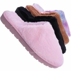 Bamboo Snuggle07 Furry Flatbed Slipper Mule - Mukluk Winter Slip On For Men & Women