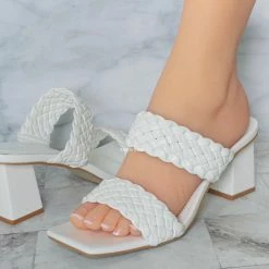 Bamboo Lasting20 Block Heel Woven Mule - Womens Braided Shoes