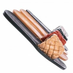 Bamboo Sunbathe78 Flat Puffy Woven Sandal - Women Summer Open Toe Slide In Weaving Mule New