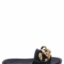 Bamboo New SideKick11 Padded Flatform Slpper W Oversize Chain - Womens Molded Footbed Slide