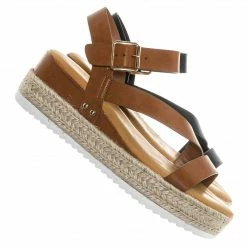 Bamboo Leading03 Gladiator Strappy Espadrille Flatform - Platform Wedge Open Toe Sandal