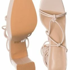 Wild Diva Dash01 Block Heel Leg Wrap Around Sandal, Women Dress Shoes