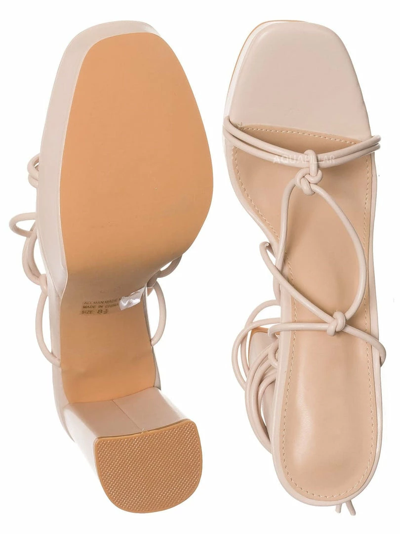 Wild Diva Dash01 Block Heel Leg Wrap Around Sandal, Women Dress Shoes