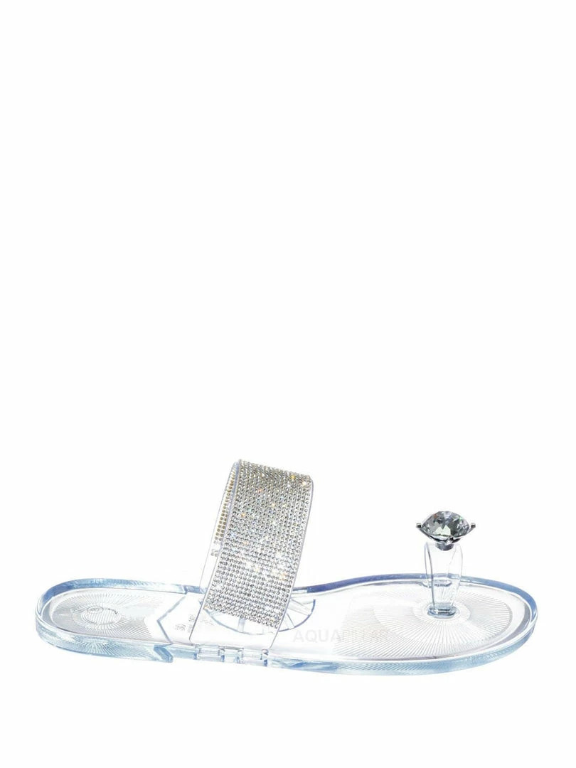 Wild Diva Jolie10 Rhinestone Jelly Toe Ring Sandals - Womens Crystal Pvc Toe Loop Glides New