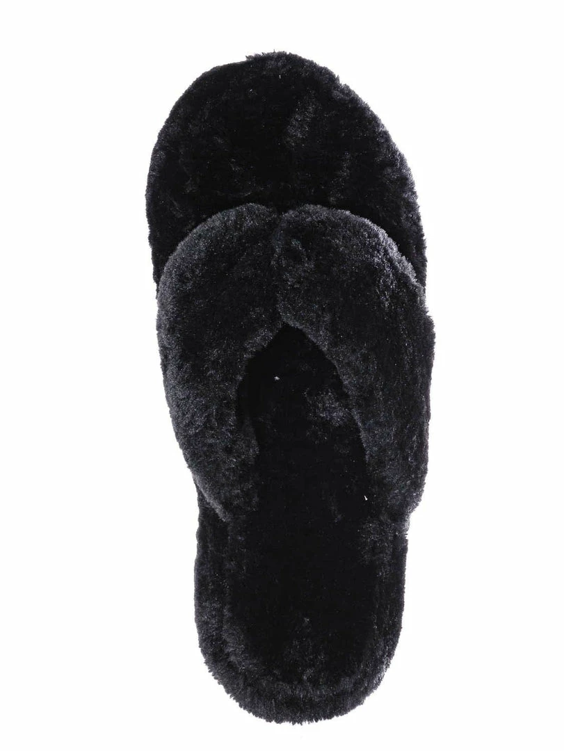 Bamboo New Warmness05 Fluffy Faux Rabbit Fur Sandal - Flatform Thong Flip Flop Slipper